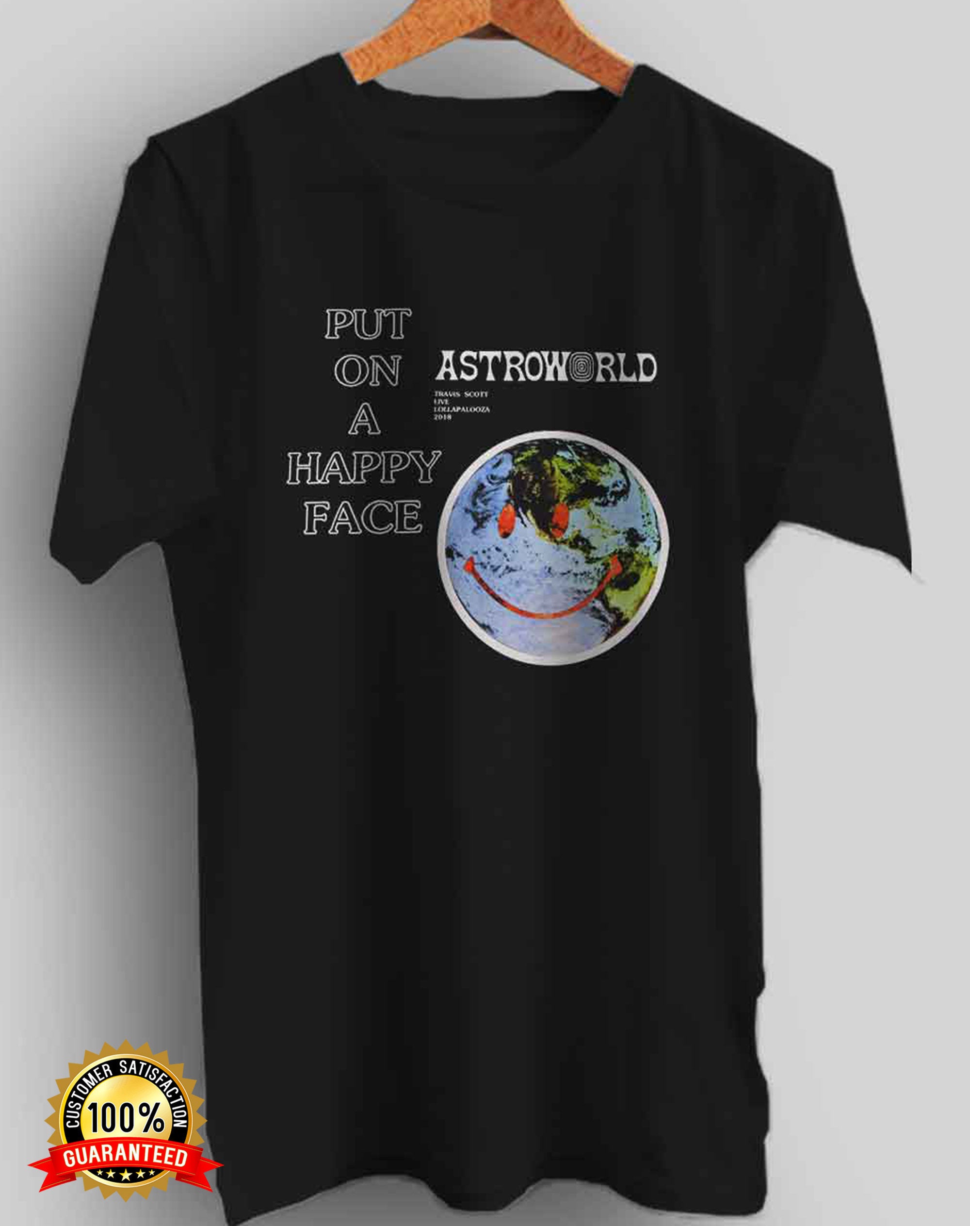 Travis Scott Astroworld Happy Smiley Face T-Shirt Cheap