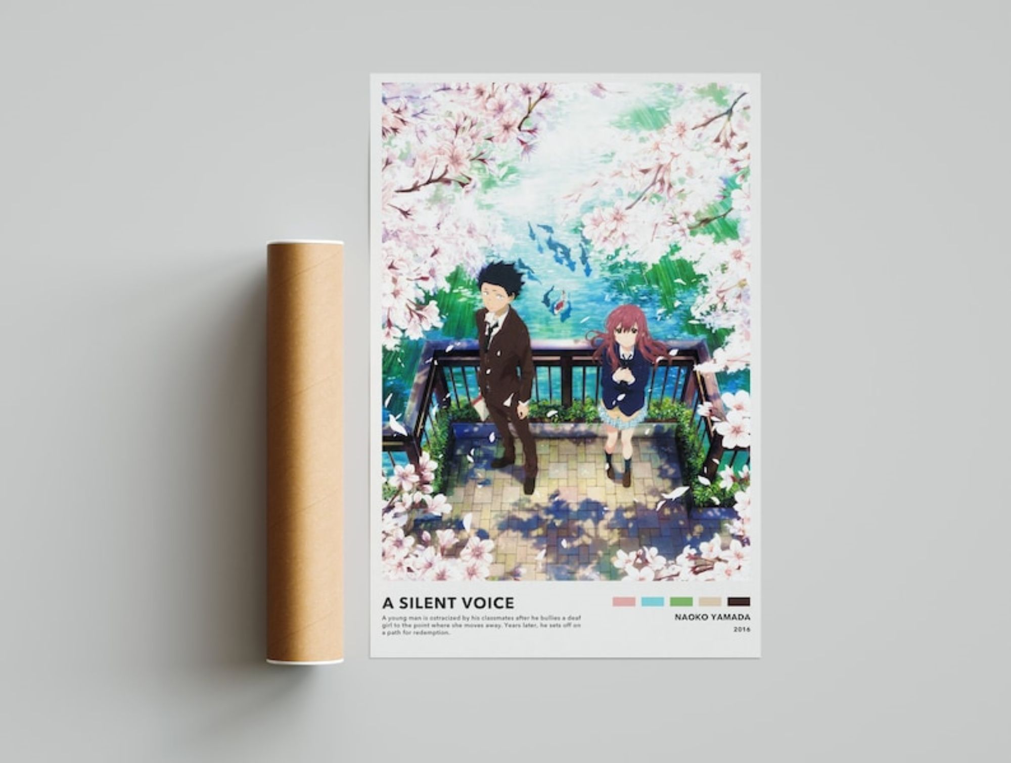 a silent voice poster naoko yamada minimalist anime poster vintage retro  art print anime poster wall art print home decor srxtk