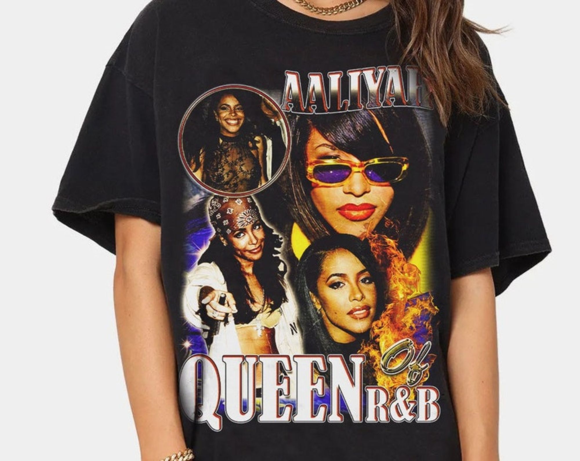aaliyah vintage t shirt artist tees 90s inspired homage style ...
