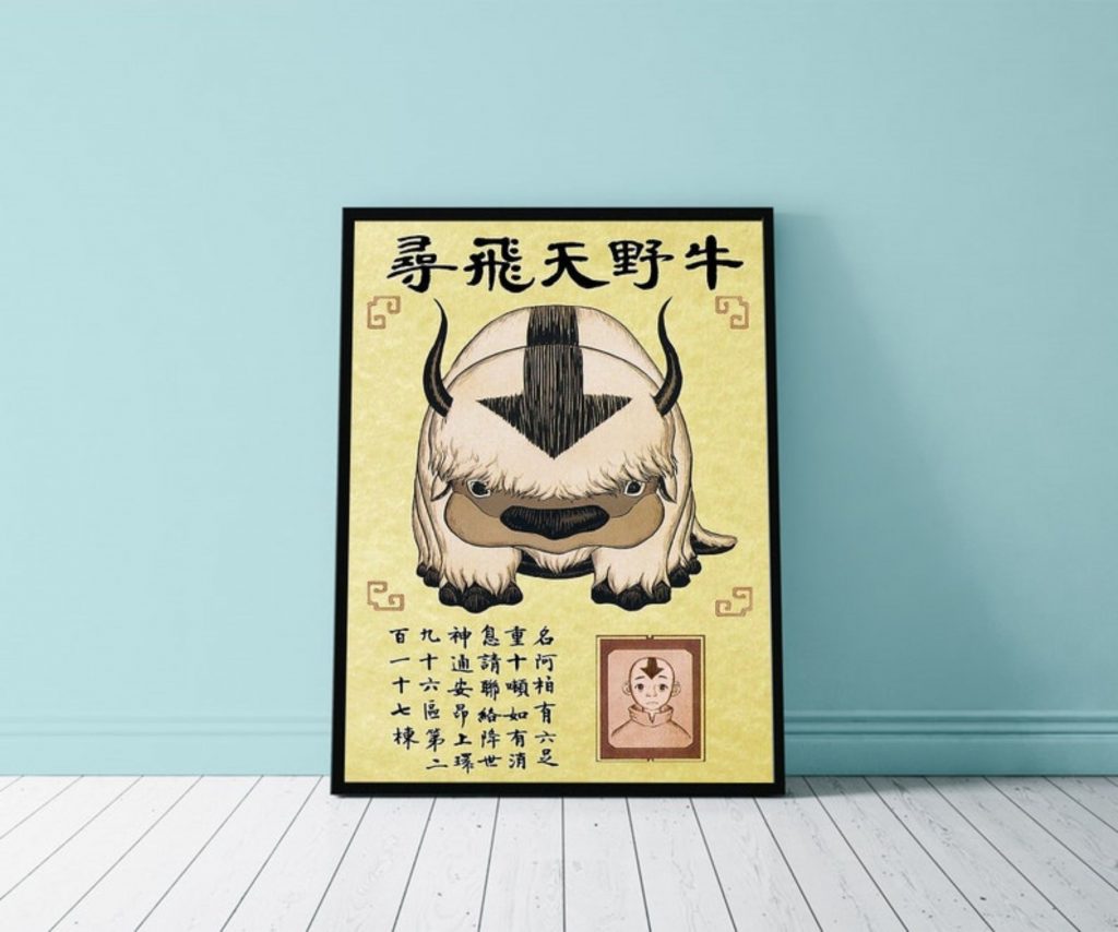 Avatar Poster Appa Wall Art Anime Poster Aang Poster Atlab Fan Art Avatar Wall Art Minimalist 