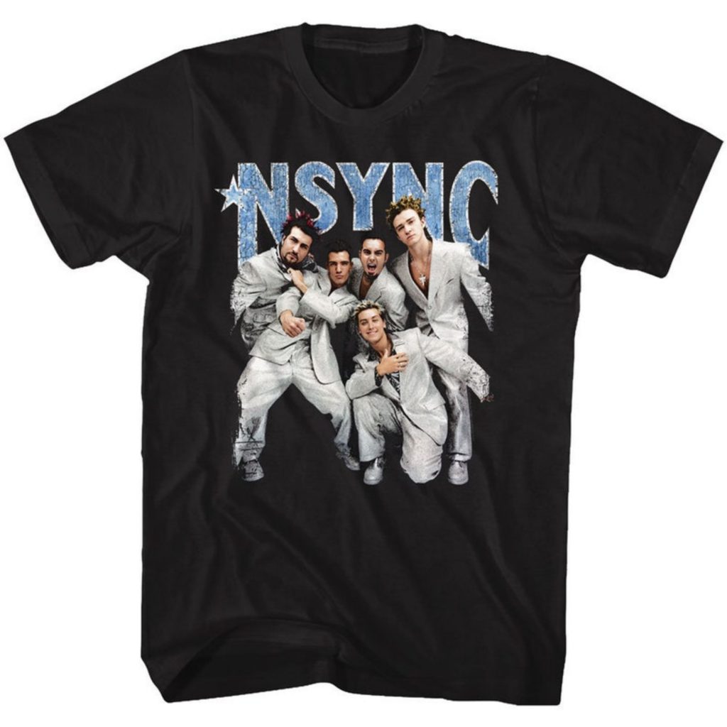 nsync white suits strike a pose black shirts