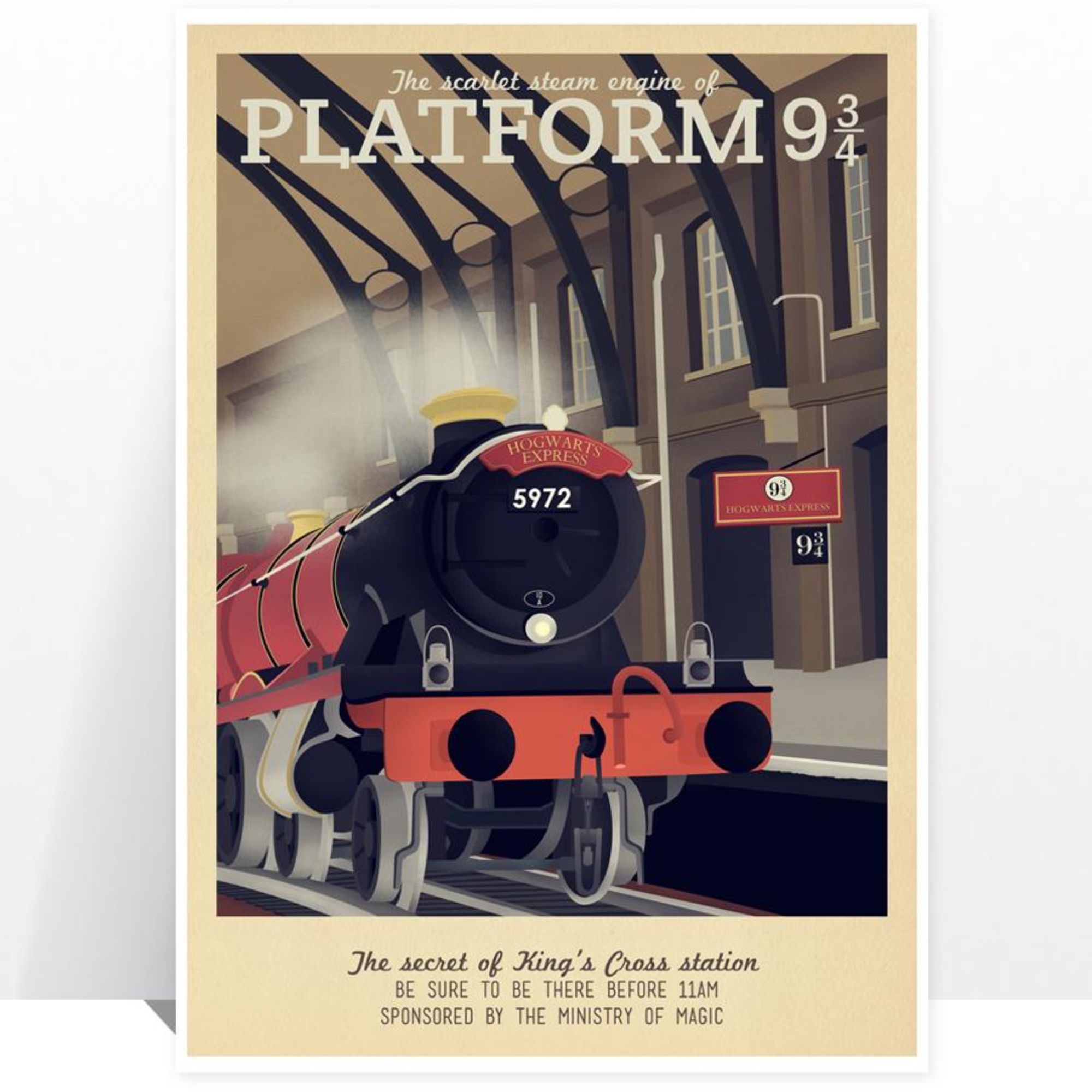 Retro Travel Poster – Harry Potter – Platform 9 3.4 Hogwarts Express