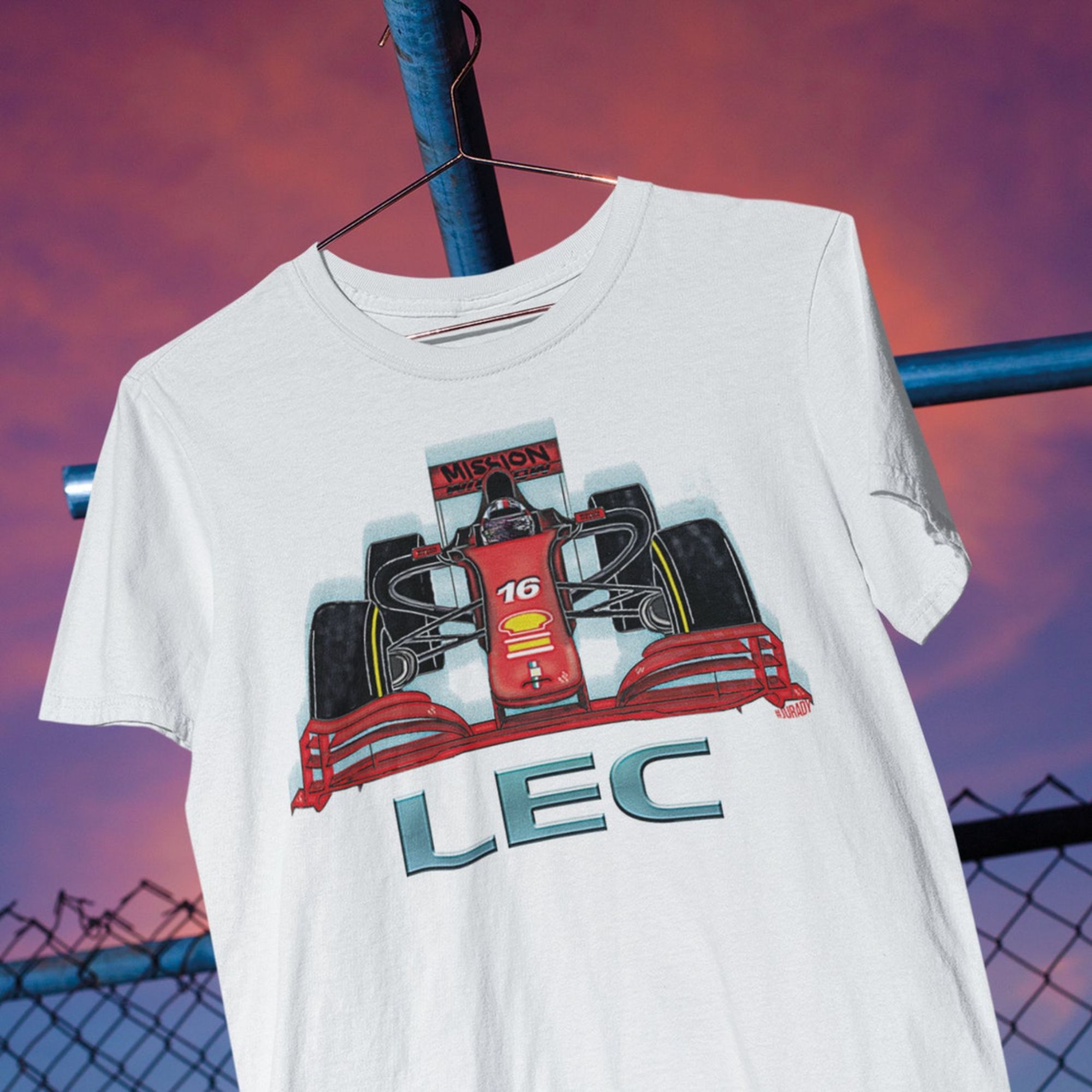 Printify Charles Leclerc's 2022 Ferrari F1-75 Formula 1 T-Shirt | F1 merch Heather Ice Blue / S