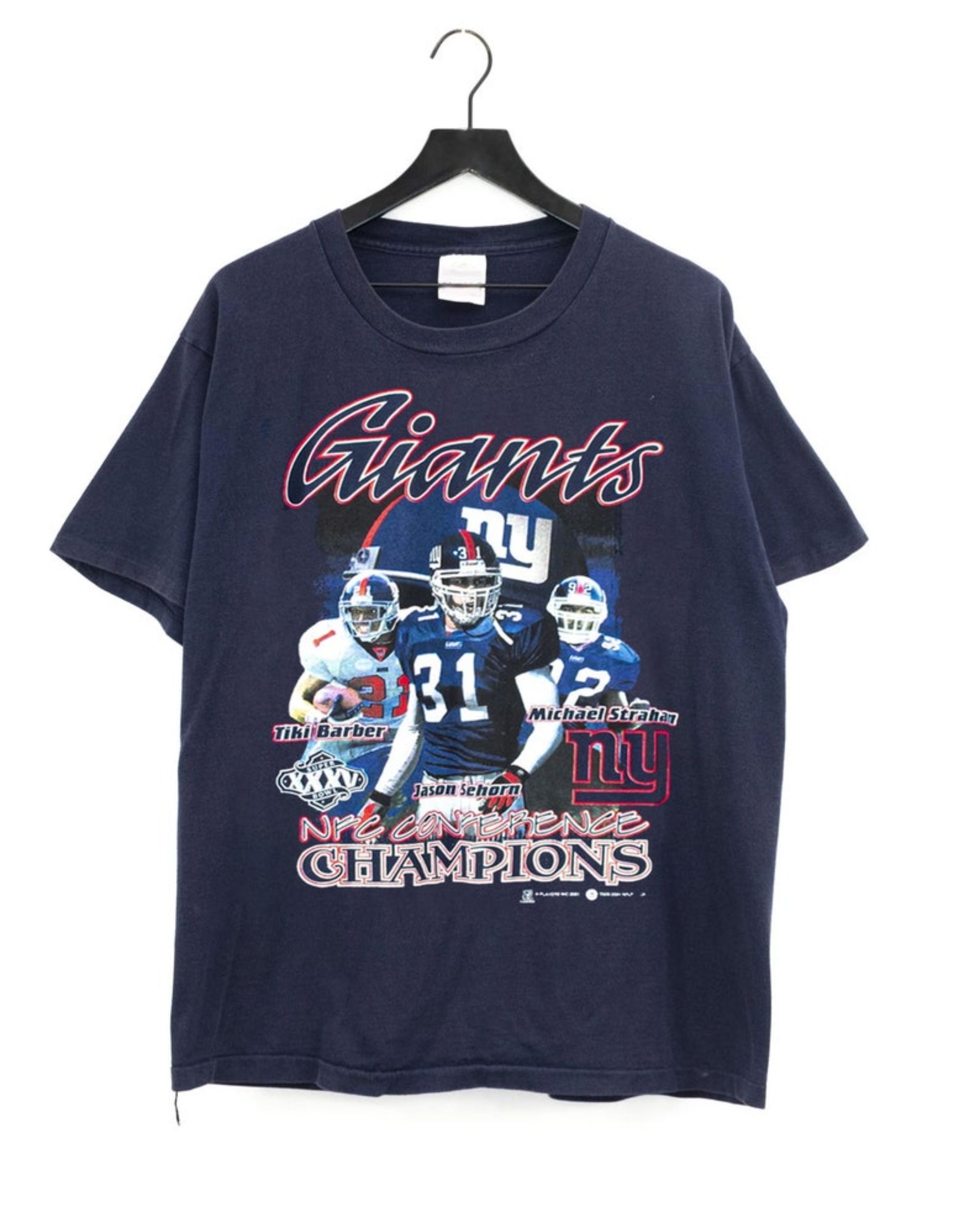 Vintage 2001 New York Giants Champions Tiki Barber Michael Strahan Jason  Sehorn T-Shirt, Vintage NY Giants Champs, Anniversary Gifts