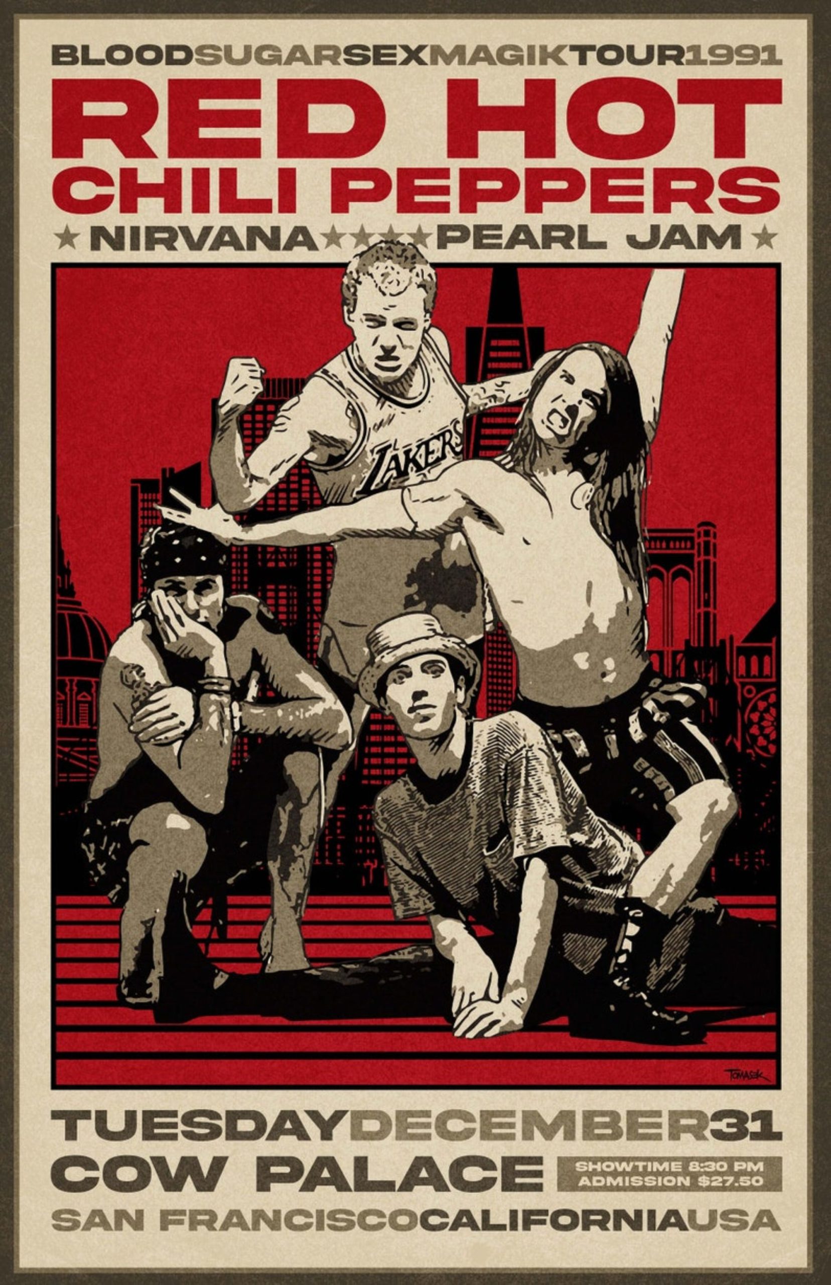 red hot chili peppers 1991 concert poster