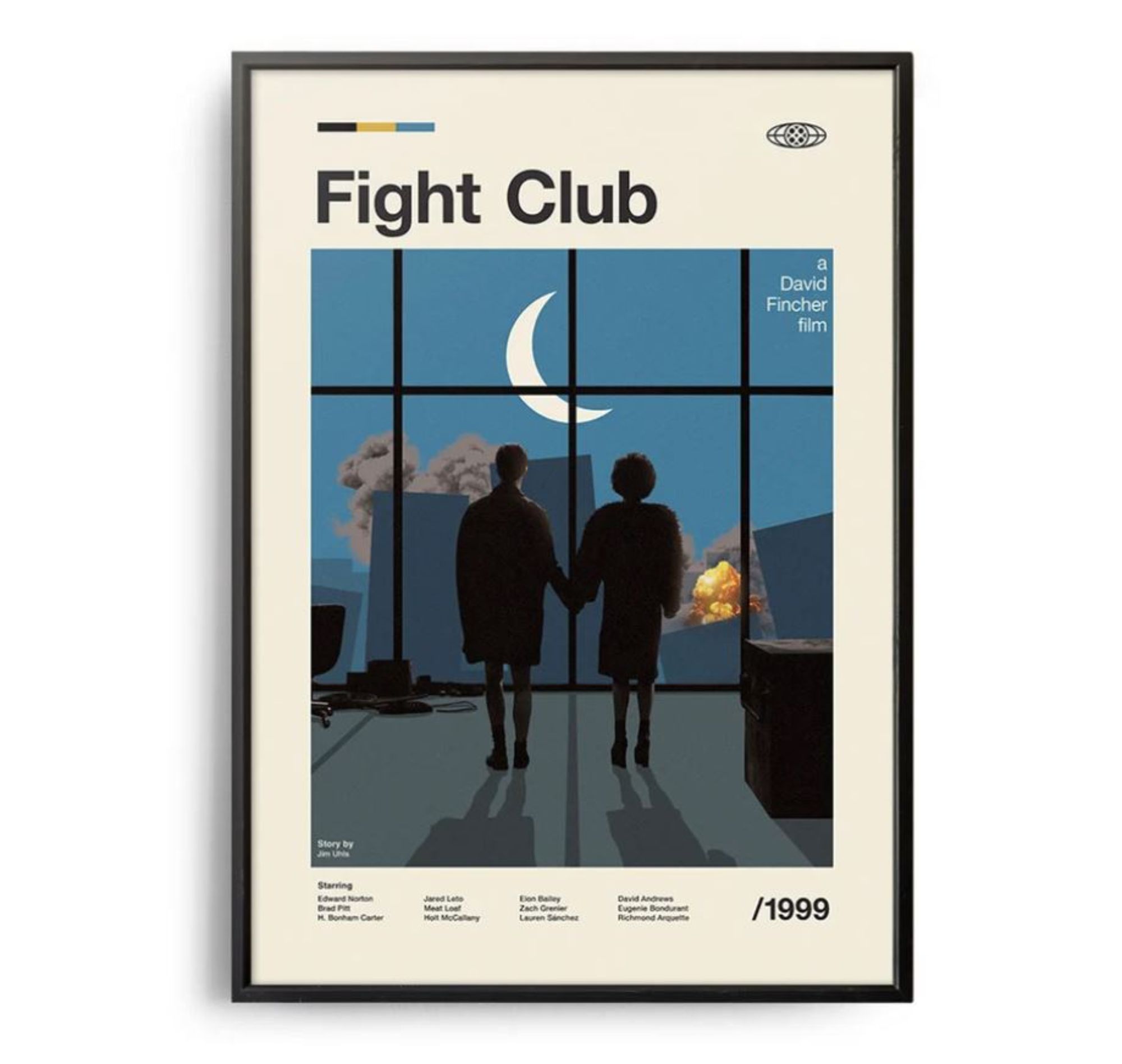 Fight Club Movie Print, Retro Movie Poster, Midcentury Modern