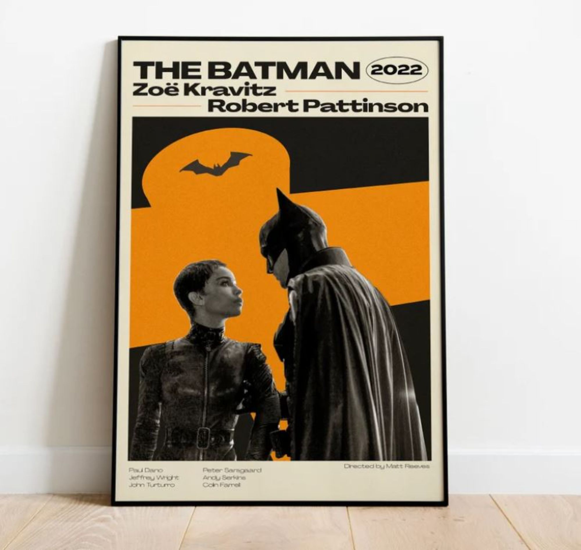 Vintage Retro Minimal Mid Century The Batman 2022 Zo? Kravitz Robert  Pattinson Poster