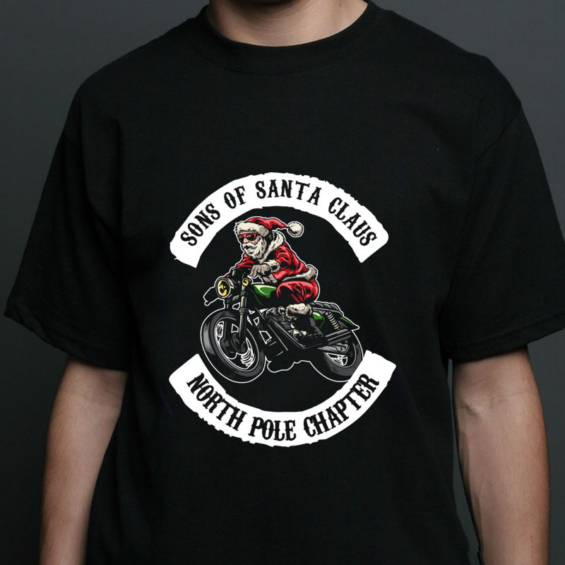 Sons Of Santa Mens T-Shirt Funny Biker Top Decembeard Fancy Christmas Gift Xmas 