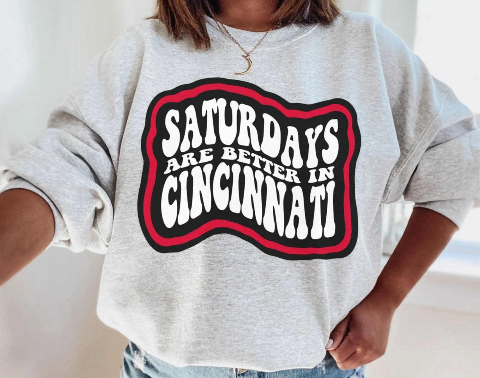 Cincinnati College Sweatshirt Cincinnati Football Crewneck Sweatshirt  Vintage Style Cincinnati