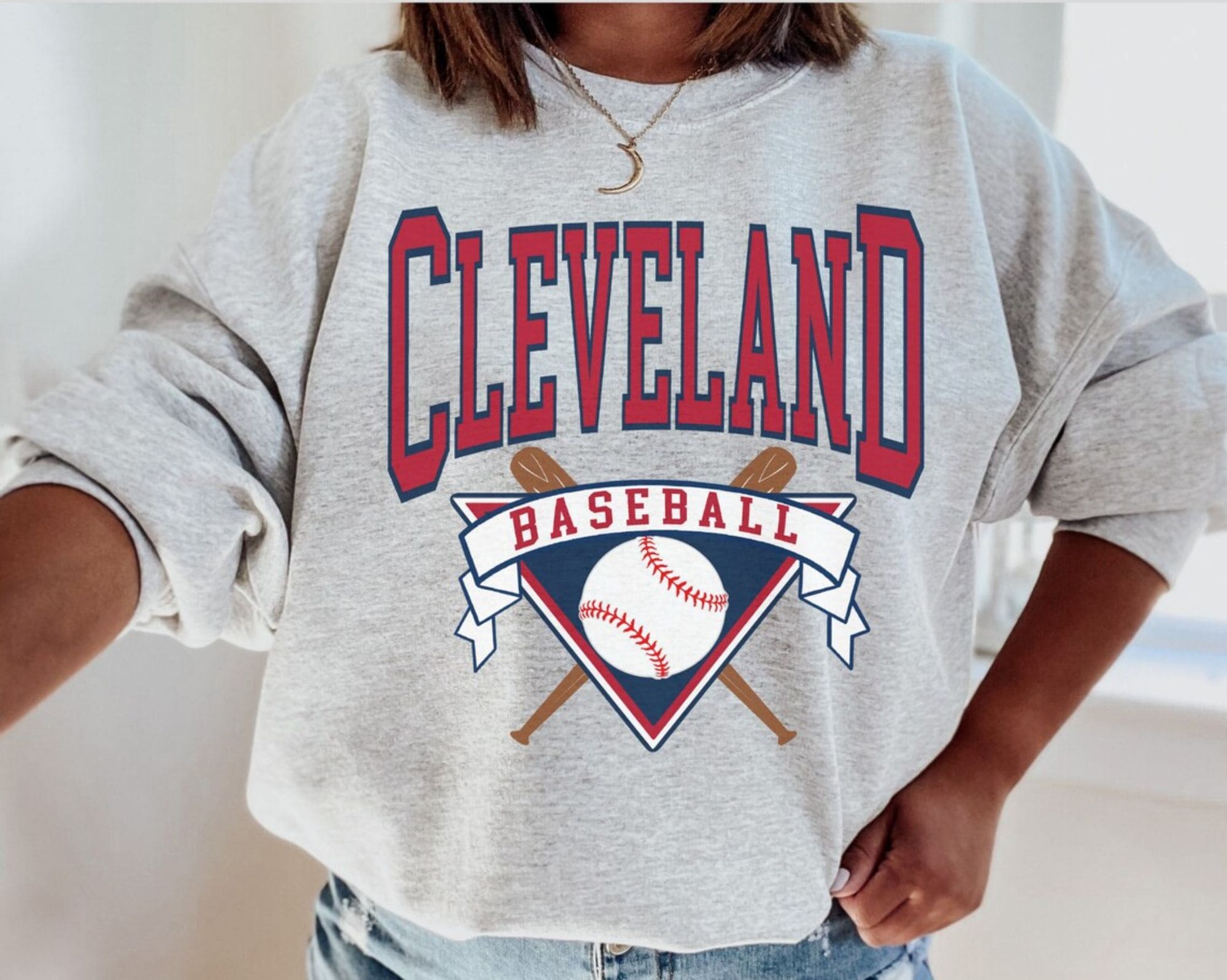 Cleveland Ohio Baseball Cleveland Baseball Crewneck Sweatshirt Cleveland  Sweatshirt Ohio Baseball Shirt Vintage Style